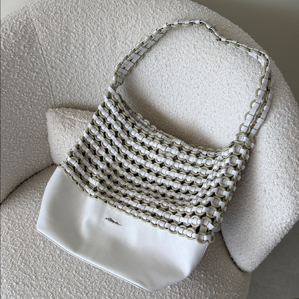 3.1 Phillip Lim White Woven Leather Shoulder Bag